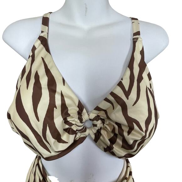 NWT Swim by Cacique Animal Print One Piece – Repreve, Wrap Cut-Out Tie, No Wire - Picture 4 of 7